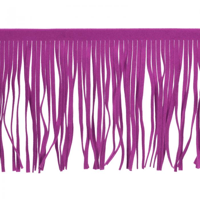 uxcell PUレザーフリンジトリム 両面革縫製 タッセルフリンジ DIY 縫製 ドレス 工芸品 スカート装飾用 2 M 150 mm パープル