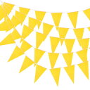 uxcell ペナントバナーフラッグストリング 三角吊り 三角ホオジロ旗 お祝い 結婚式 誕生日パーティーの装飾用 5個 15 M イエロー