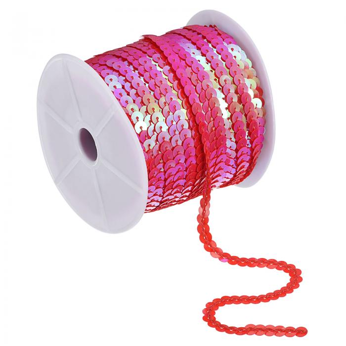 uxcell フラットスパンコールストリップ スパンコール スパンコールストリング リボンロール スパンコールトリム 縫製工芸品衣装装飾用 100ヤード 6 mm レッド