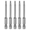 uxcell ボールエンド六角レンチドライバービット H3 6 mm六角シャンク 65 mm長さ メトリック 磁性 S2鋼 電動ドライバー ドリル インパクトドライバー用 5個