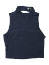 Allegra K キャミタンクトップシャツ 衣装 クロップ ノースリーブ モックネック グリッター レディース ダークブルー L