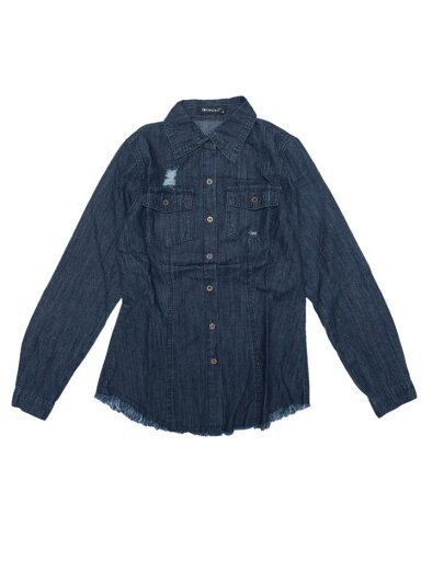 Allegra K デニムシャツ ジーンズブラウス 長袖 トップス ポイントカラー 生裾 リラックスフィット レディース ブラックブルー M Allegra K デニムシャツ ジーンズブラウス 長袖 トップス ポイントカラー 生裾 リラックスフィット レディース ブラックブルー M