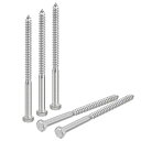 uxcell 六角ラグネジボルト 304ステンレス鋼 部分ネジ 木ネジ 10個 10 mm x 150 mm