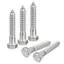 uxcell 六角ラグネジボルト 304ステンレス鋼 部分ネジ 木ネジ 10個 13 mm x 76 mm
