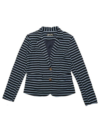 Allegra K ブレザー ジャケット ボーダー柄 コート 長袖 ストライプ柄 ノッチドラペル レディース ネイビーグレーブルー M Allegra K ブレザー ジャケット ボーダー柄 コート 長袖 ストライプ柄 ノッチドラペル レディース ネイビーグレーブルー M