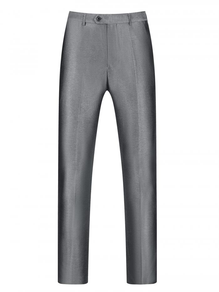 Lars Amadeus ドレスパンツ クラシック フィット 無地 ストレッチ フラットフロント ワーク ビジネス スーツパンツ メンズ シルバーグレー 3XL