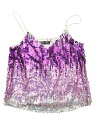 Allegra K スパンコール キャミソール ノースリーブ パーティー 光沢 タンクトップ メタリック 衣装 レディース ライトパープルシルバー L(4)