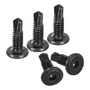 uxcell 六角ソケットセルフタッピンねじ 410ステンレス鋼板 メタルフラット ヘッドドリルねじ 6.5 mm x 19.5 mm ブラック 100個(4)