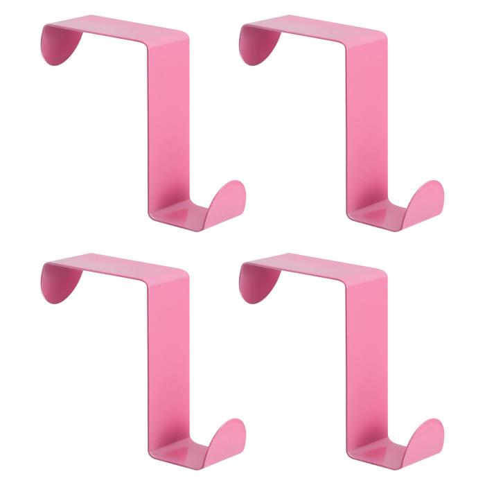 uxcell オーバーザドアフック ステンレススチールドアハンガーフック S字型ダブルフック 衣類 帽子 タオル掛け用 ピンク 4個入り