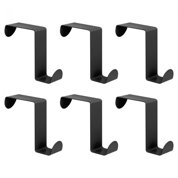 uxcell オーバーザドアフック ステンレススチールドアハンガーフック S字型ダブルフック 衣類 帽子 タオル掛け用 ブラック 6個入り