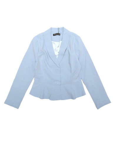 Allegra K ショートブレザー ラペル 長袖 フリル裾 ヴィンテージ ワーク オフィス レディース ライトブルー L Allegra K ショートブレザー ラペル 長袖 フリル裾 ヴィンテージ ワーク オフィス レディース ライトブルー L