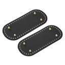 uxcell オーバルバッグボトムシェイパーパッド 223x103 mm PUレザー 財布クッションベース DIY編み物かぎ針編みバッグ作り用 ブラック 2個