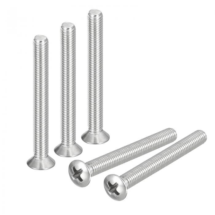 uxcell オーバルヘッドプラス機械ネジ M5x55 mm 304ステンレス鋼 わずかに上げ皿ネジ 25個