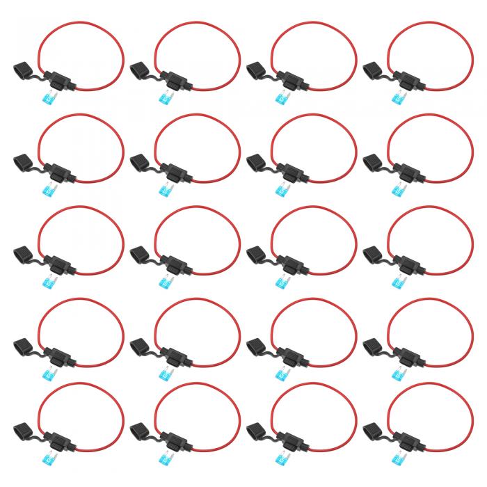X AUTOHAUX カーインラインATCブレードスタイル インラインヒューズホルダー 15Aヒューズ付き DC 12V 14ゲージ 20セット