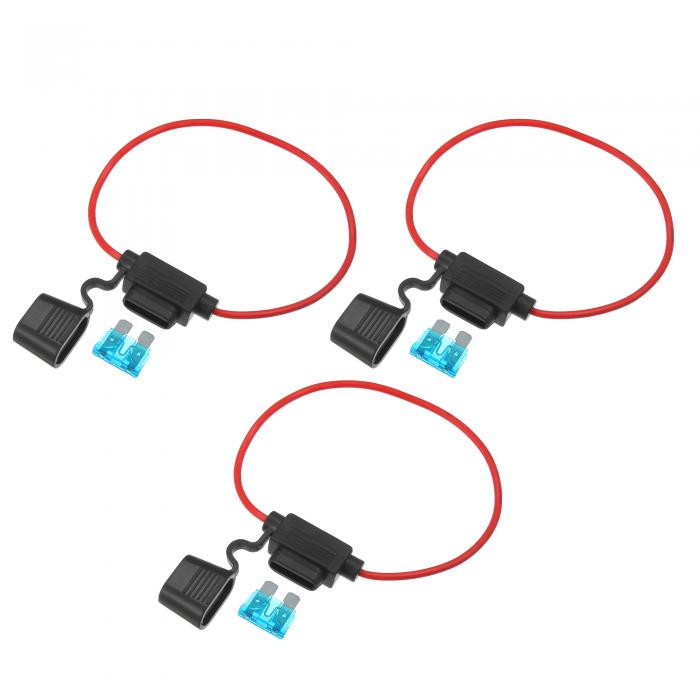 X AUTOHAUX インラインヒューズホルダー カーインラインATCブレードスタイル 15A中ヒューズ付き 3セット DC 12V 16ゲージ