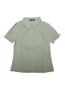 Allegra K シャツ 丸襟 半袖 コットン 花柄 カジュアル 夏 トップス レディース ライトグリーン M