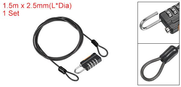 PATIKIL セキュリティ鋼ケーブル 4桁コンビネーションロック付き 1.5 M コーティン...