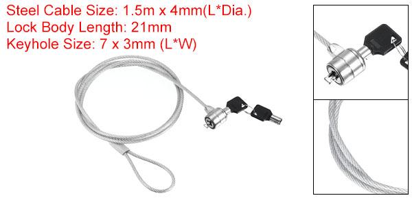 PATIKIL ラップトップケーブルロック 1.5 M セキュリティケーブル ハードウェア盗難防止ロック 2つキー付き コンピュータ モニタ ノートブック その他のデバイス用 シルバー