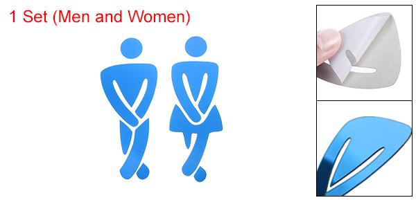 PATIKIL バスルームウォールステッカー 1セット アクリル男性女性ミラードアステッカートイレトイレ性別サイン家の装飾用 ブルー 2