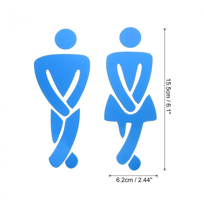 PATIKIL バスルームウォールステッカー 1セット アクリル男性女性ミラードアステッカートイレトイレ性別サイン家の装飾用 ブルー 3