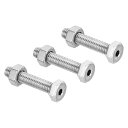 PATIKIL M6x30mm 中空外六角ねじ 3セット入り 円筒形ランプ ネジ通しボルト ナット付き 304ステンレス鋼(3)