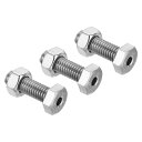 PATIKIL M8x25mm 中空外六角ねじ 3セット入り 円筒形ランプ ネジ通しボルト ナット付き 304ステンレス鋼
