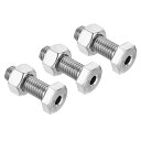 PATIKIL M10x30mm 中空外六角ねじ 3セット入り 円筒形ランプ ネジ通しボルト ナット付き 304ステンレス鋼
