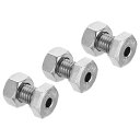 PATIKIL M10x20mm 中空外六角ねじ 3セット入り 円筒形ランプ ネジ通しボルト ナット付き 304ステンレス鋼