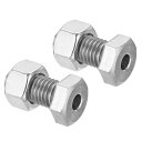 PATIKIL M12x25mm 中空外六角ねじ 2セット入り 円筒形ランプ ネジ通しボルト ナット付き 304ステンレス鋼