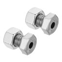 PATIKIL M12x20mm 中空外六角ねじ 2セット入り 円筒形ランプ ネジ通しボルト ナット付き 304ステンレス鋼