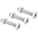PATIKIL M8x40mm 中空外六角ねじ 3セット入り 円筒形ランプ ネジ通しボルト ナット付き 304ステンレス鋼