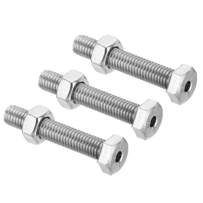 PATIKIL M8x45mm 中空外六角ねじ 3セット入り 円筒形ランプ ネジ通しボルト ナット付き 304ステンレス鋼