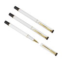 PATIKIL メタルボールペン 135 mm ミディアムポイント 1 mm 黒インクゲルペン スムーズ書き込み ビジネス用ボールペン ホームオフィス用 ホワイト金 3 個