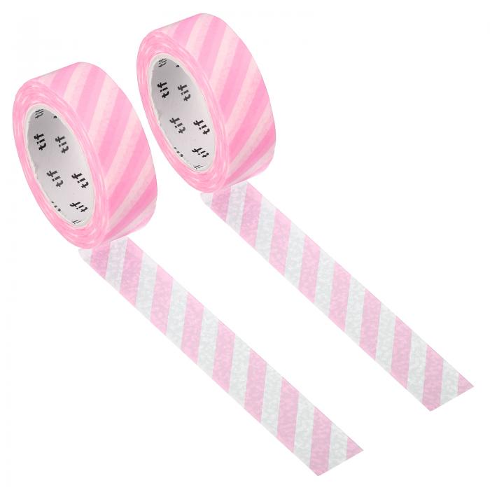 PATIKIL ホログラフィック和紙テープ 15 mm x 10 M 2ロール 自己接着 ストライプパターン マスキングシ..