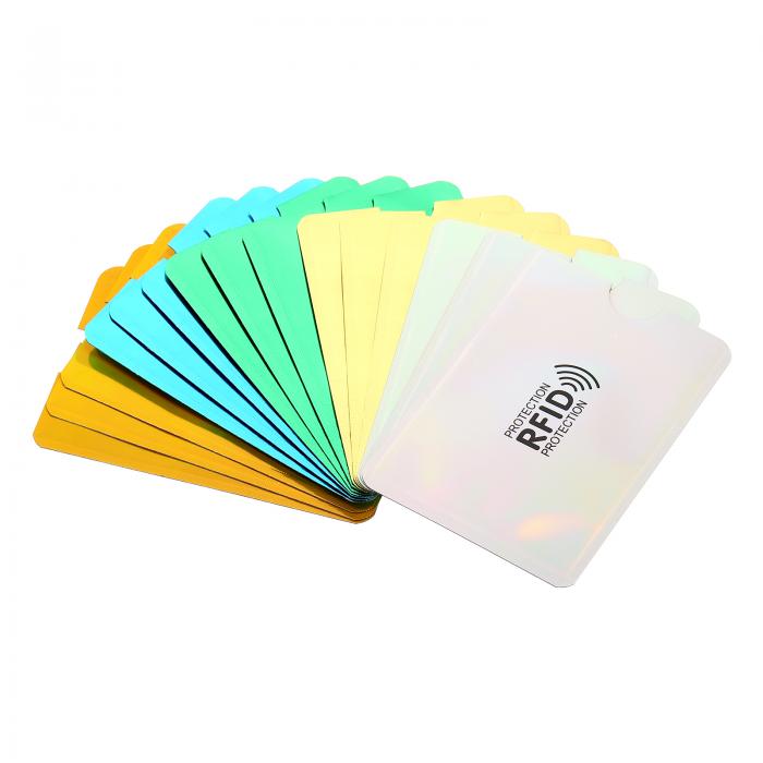 PATIKIL RFIDブロッキングスリーブ 15個 アルミニウム ID盗難防止 クレジットカード用安全保護ホルダースリーブ NFC財布用 イエロー,ブルー