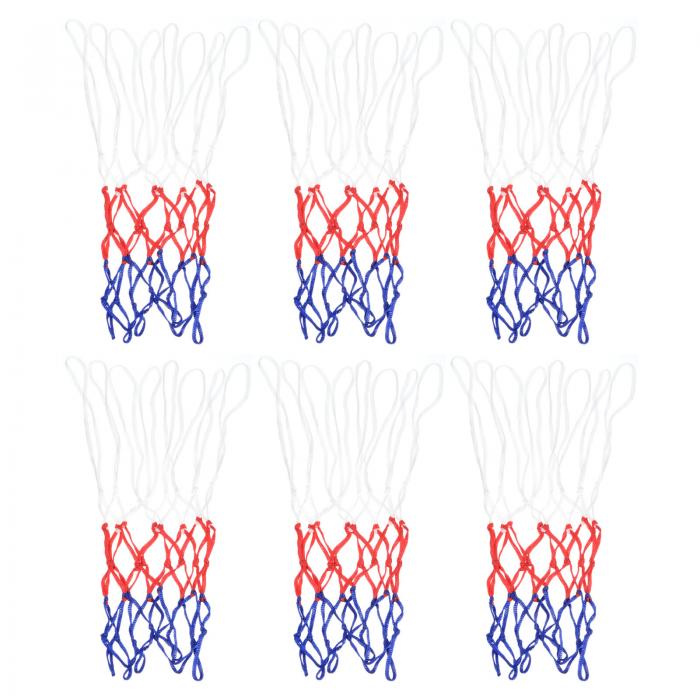 PATIKIL 8ループ 30 cm直径 ミニバスケットボールネットの交換 6個 PP バスケットボールフープネット リムネット 頑丈 屋内屋外用 ホワイト レッド ブルー 1