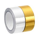 PATIKIL メタリック和紙テープ 15 mm x 5 M 2個 ミラーアートテープ 和紙マスキング 自己接着 DIYアートクラフトラッピング装飾用 ゴールド...