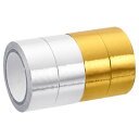 PATIKIL メタリック和紙テープ 15 mm x 5 M 4個 ミラーアートテープ 和紙マスキング 自己接着 DIYアートクラフトラッピング装飾用 ゴールド...