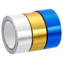 PATIKIL メタリック和紙テープ 15 mm x 5 M 3個 ミラーアートテープ 和紙マスキング 自己接着 DIYアートクラフトラッピング装飾用 ゴールド...