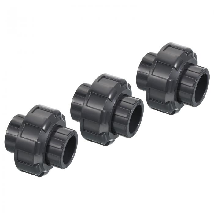 PATIKIL UPVCパイプ継手 19 mm ソケット 3個 ストレートジョイントユニオン クイックコネクタ グレー