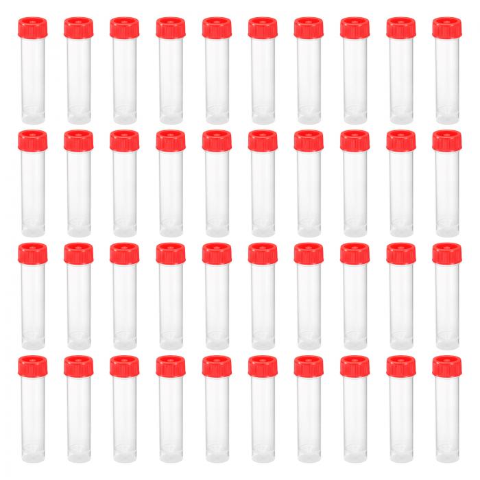 PATIKIL 30ml プラスチック 試験管 計量チューブ テストチューブ 40本入り スクリューキャップ 実験室科学用 化学測定用 レッド クリア