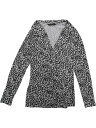 Allegra K 前開き カーディガン オープンフロント ストレート ニット 長袖 ショール襟 レディース 黒、白 M