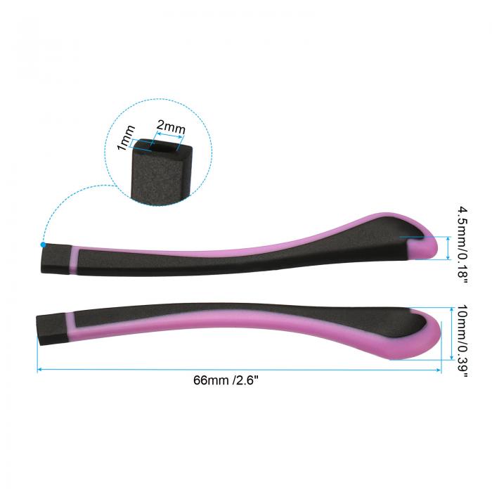 PATIKIL メガネエンドチップ 4ペア 眼鏡 アンチスリップ イヤーソックスピース チューブスリーブ シリコン交換テンプル 角型薄型金属眼鏡脚用 ピンク-9