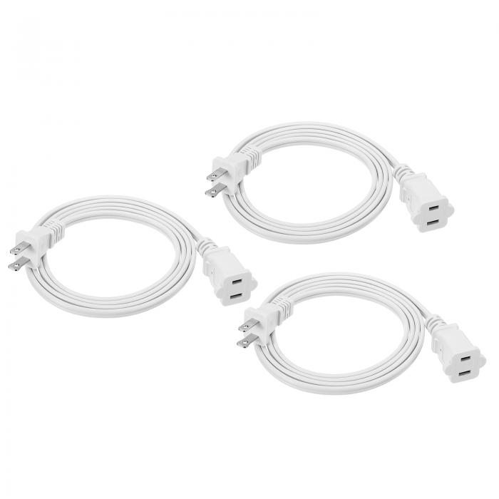 PATIKIL 5Ft 延長コード SPT-2 18AWG ETL規格認定済み 3個 ホワイト 屋内 屋外 延長コード 2極電源線 メス/オス 薄型プラグ ランプファンテレビ用