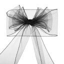 PATIKIL 275cm オーガンザチェアサッシュ 25個 ボウサッシュ シフォン チェアノットリボン 宴会の装飾 工芸品用 ウェディング ブラック