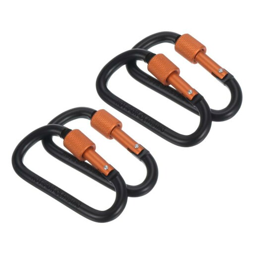 PATIKIL ロックフック 全長80mm 4個入り アルミ Dリング スナップ ねじ ドアロック クイック接続 キーホルダー アウトドア キャンプ ハイキング ブラック オレンジ PATIKIL ロックフック 全長80mm 4個入り アルミ Dリング スナップ ねじ ドアロック クイック接続 キーホルダー アウトドア キャンプ ハイキング ブラック オレンジ