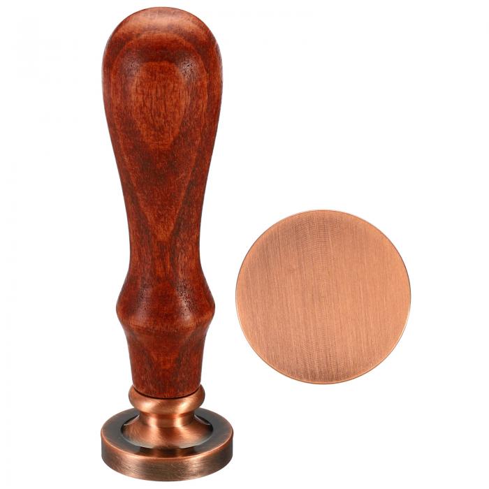 PATIKIL ラウンド ブランクワックスシールスタンプ 取り外し可能 真鍮ヘッド 彫刻なし木製ハンドル レ..