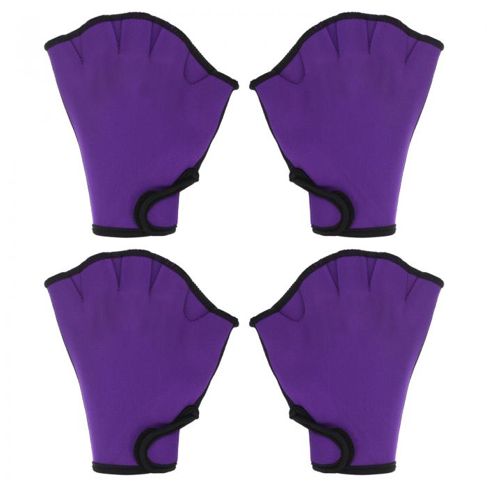 PATIKIL メッシュ水泳用手袋 2 ペア入り 男女共通 水泳 抵抗 手袋 水抵抗 訓練 部品 水泳用 飛び込み用 S パープル