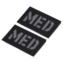 PATIKIL 反射MEDパッチ 80 x 50 mm 2個 IR 熱線 EMS EMT フックとループファスナー アップリケバッチ 衣類 バックパック用 ブラック