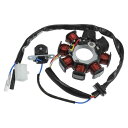 ACROPIX オートバイの磁気固定子プレート 点火コイル 4線8極 AC 50cc 80cc 100cc GY6エンジン用 ATV スクーター ゴーカート UTV ミニバイク用 ブラック 1個(2)